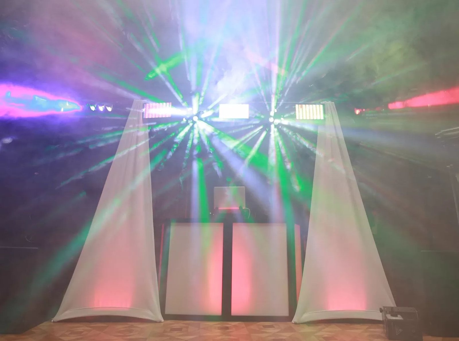 Dance floor lighting effects at a wedding
